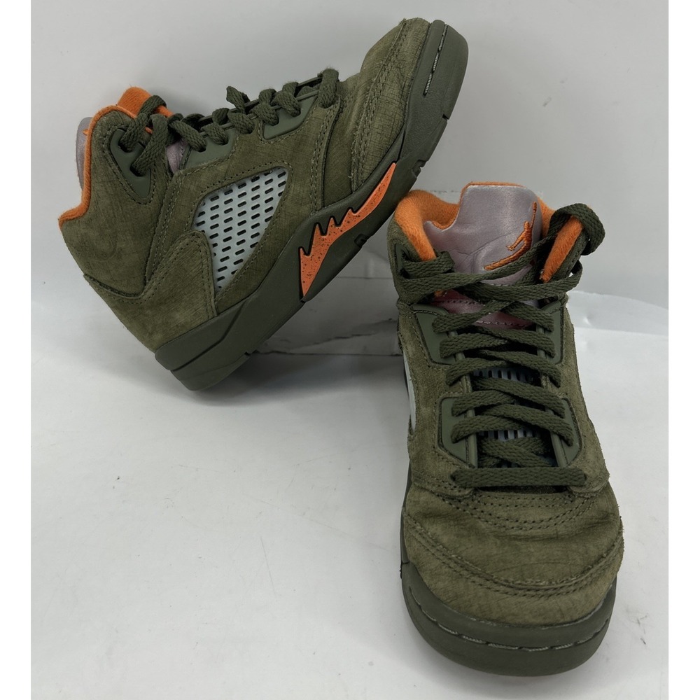 Nike Air Jordan 5 Retro Olive Solar Orange Sneakers 440889-308 Youth Size 12C